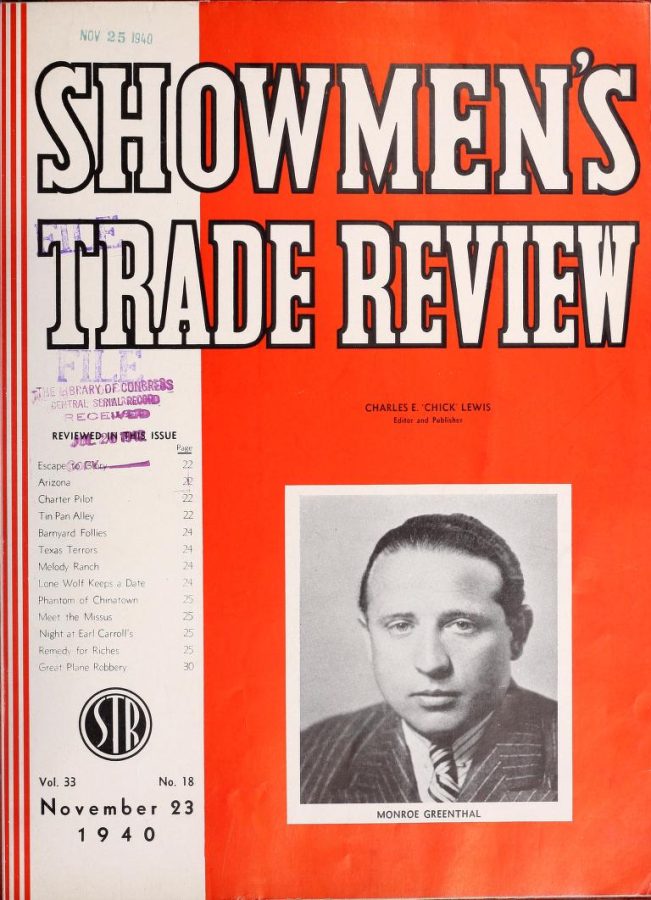 SHOWMENS TRADE REVIEW magazine side cover 23 November 1940