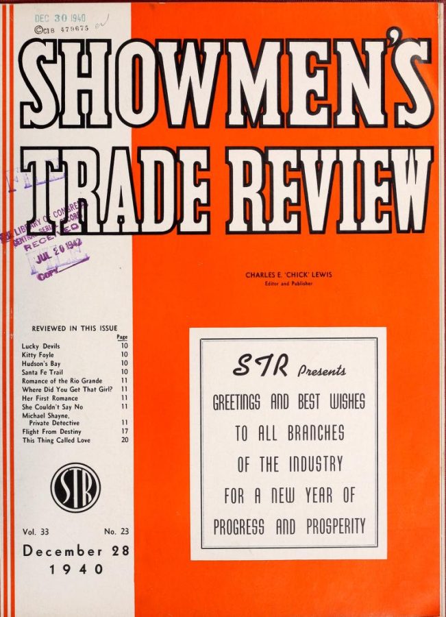 SHOWMENS TRADE REVIEW magazine side cover 28 December 1940