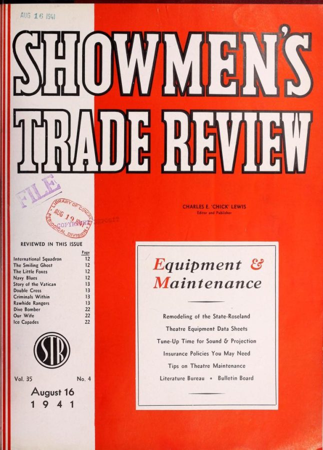 SHOWMENS TRADE REVIEW magazine side cover 16 August 1941