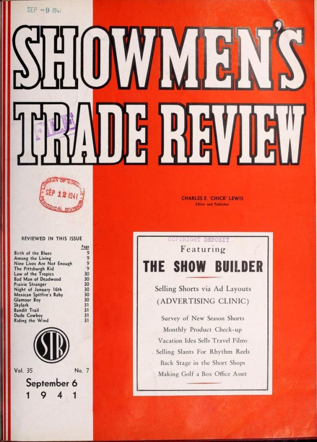 SHOWMENS TRADE REVIEW magazine side cover 6 September 1941