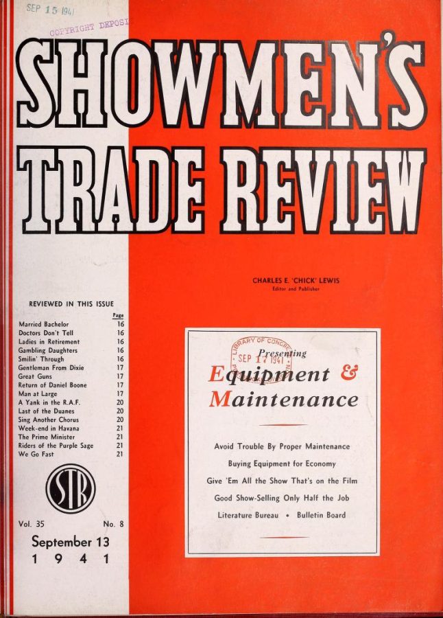 SHOWMENS TRADE REVIEW magazine side cover 13 September 1941