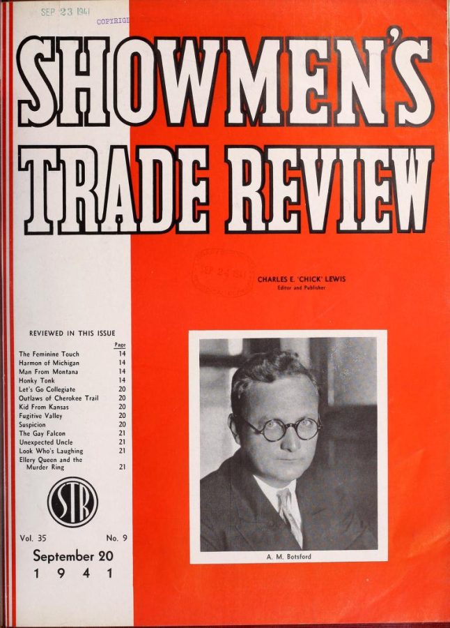 SHOWMENS TRADE REVIEW magazine side cover 20 September 1941