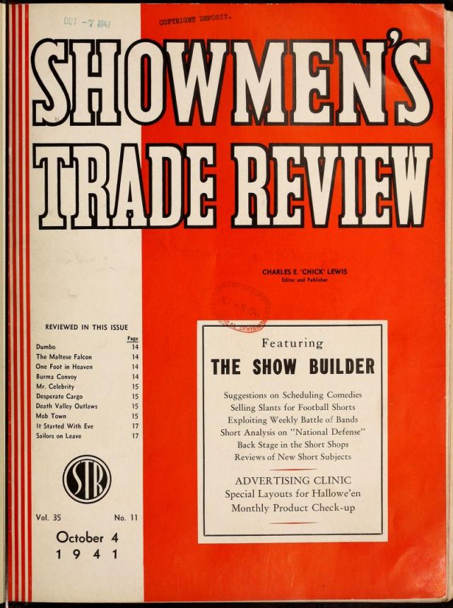 SHOWMENS TRADE REVIEW magazine side cover 4 October 1941