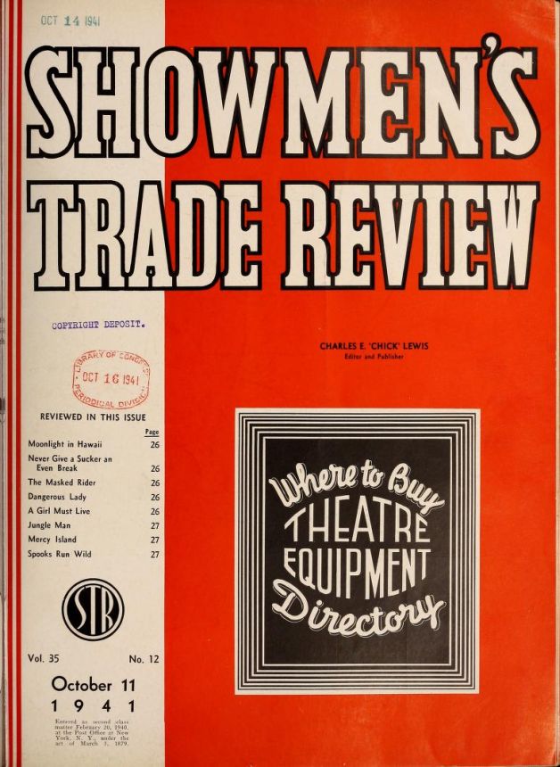 SHOWMENS TRADE REVIEW magazine side cover 11 October 1941