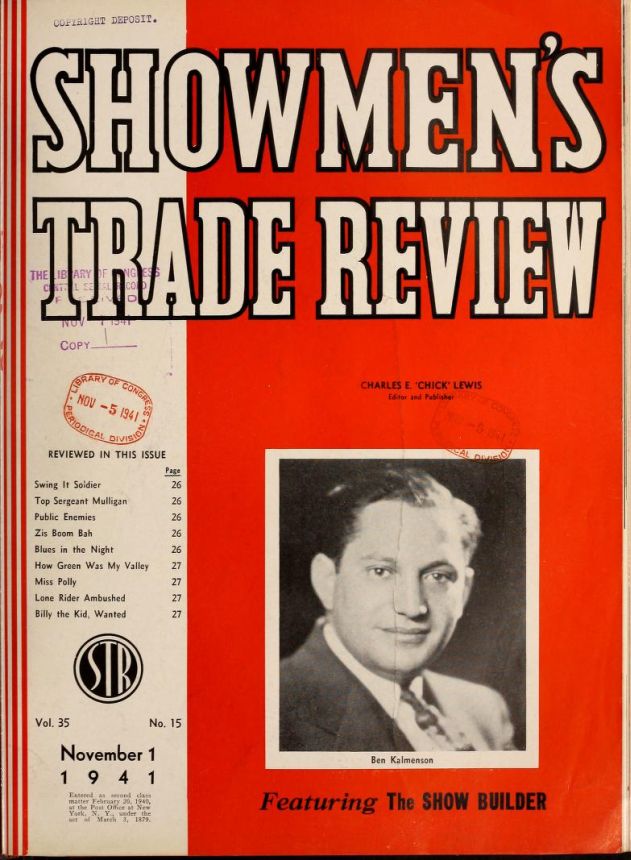 SHOWMENS TRADE REVIEW magazine side cover 1 November 1941