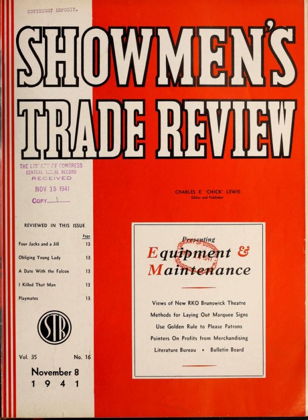 SHOWMENS TRADE REVIEW magazine side cover 8 November 1941
