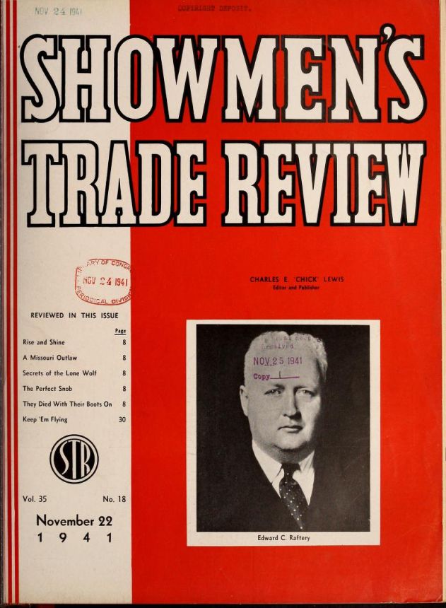 SHOWMENS TRADE REVIEW magazine side cover 22 November 1941