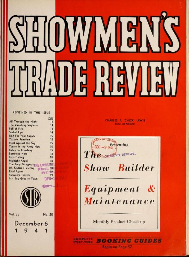 SHOWMENS TRADE REVIEW magazine side cover 6 December 1941