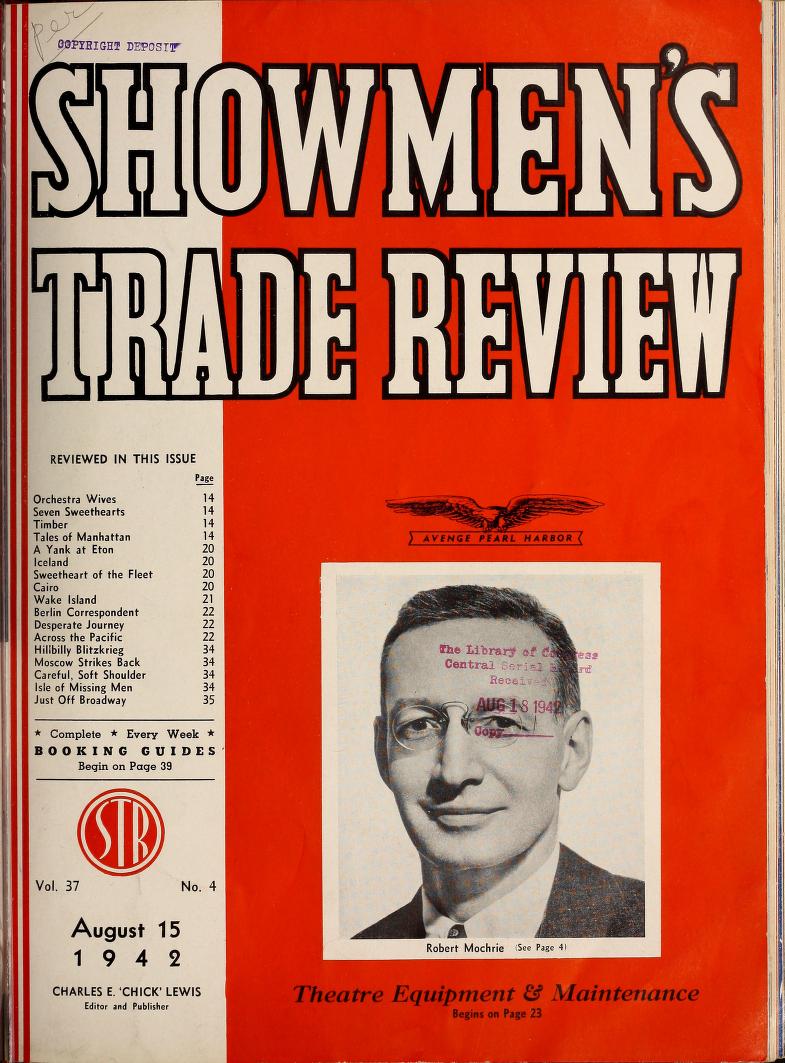 SHOWMENS TRADE REVIEW magazine side cover 15 August 1942