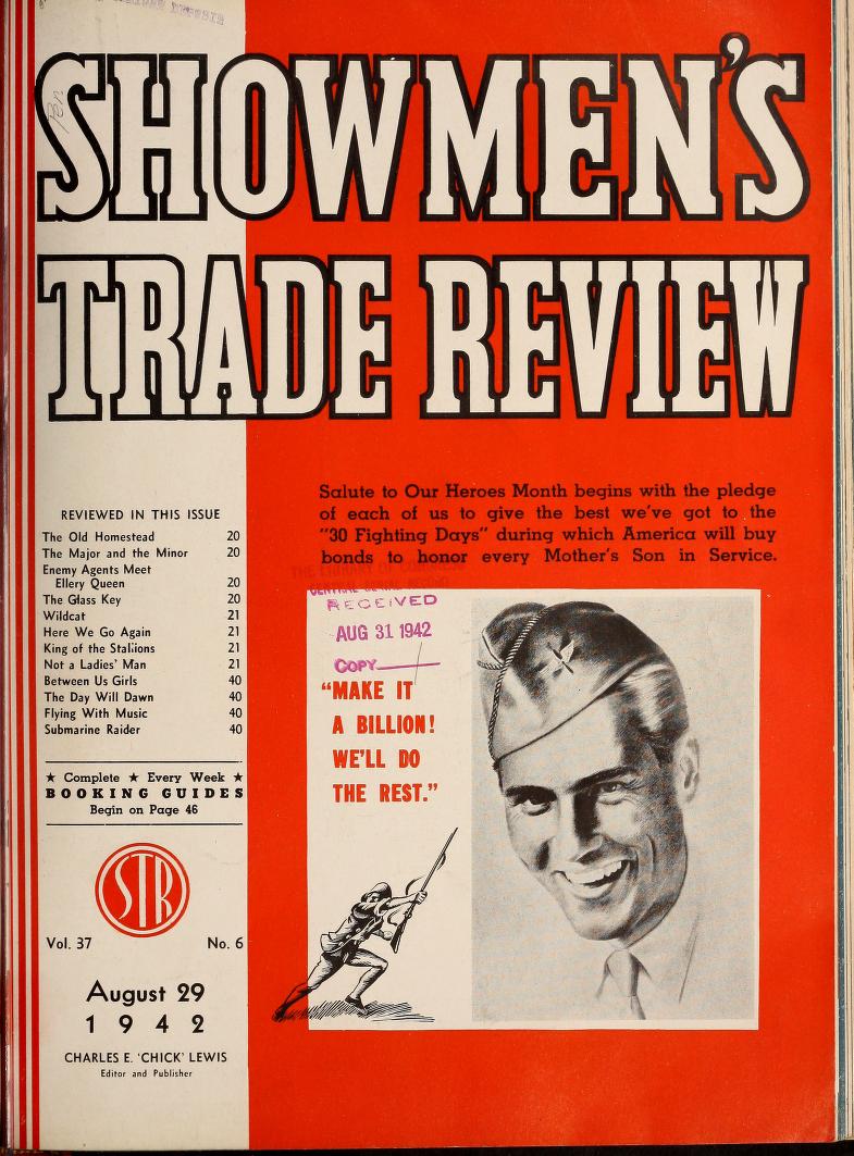 SHOWMENS TRADE REVIEW magazine side cover 29 August 1942