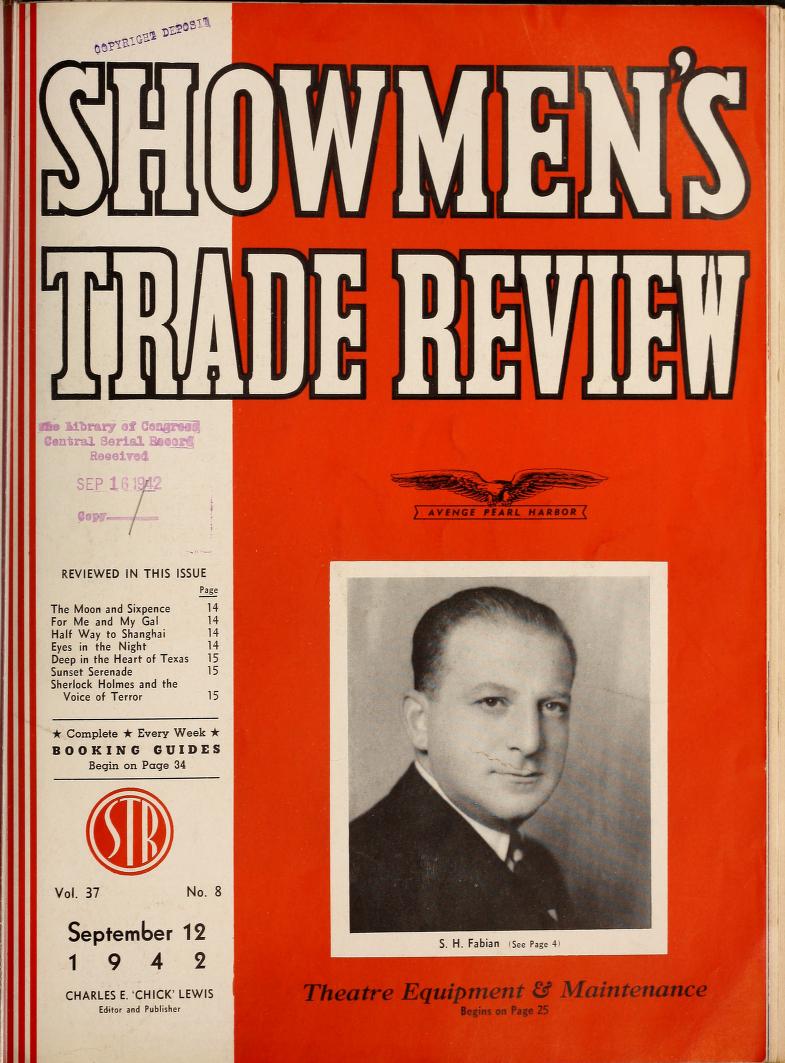 SHOWMENS TRADE REVIEW magazine side cover 12 September 1942