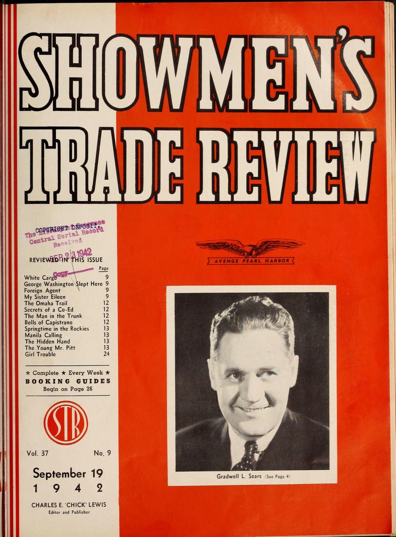 SHOWMENS TRADE REVIEW magazine side cover 19 September 1942