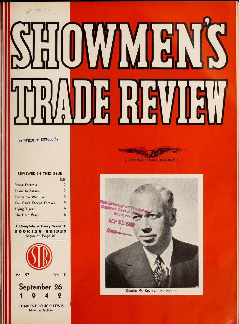 SHOWMENS TRADE REVIEW magazine side cover 26 September 1942