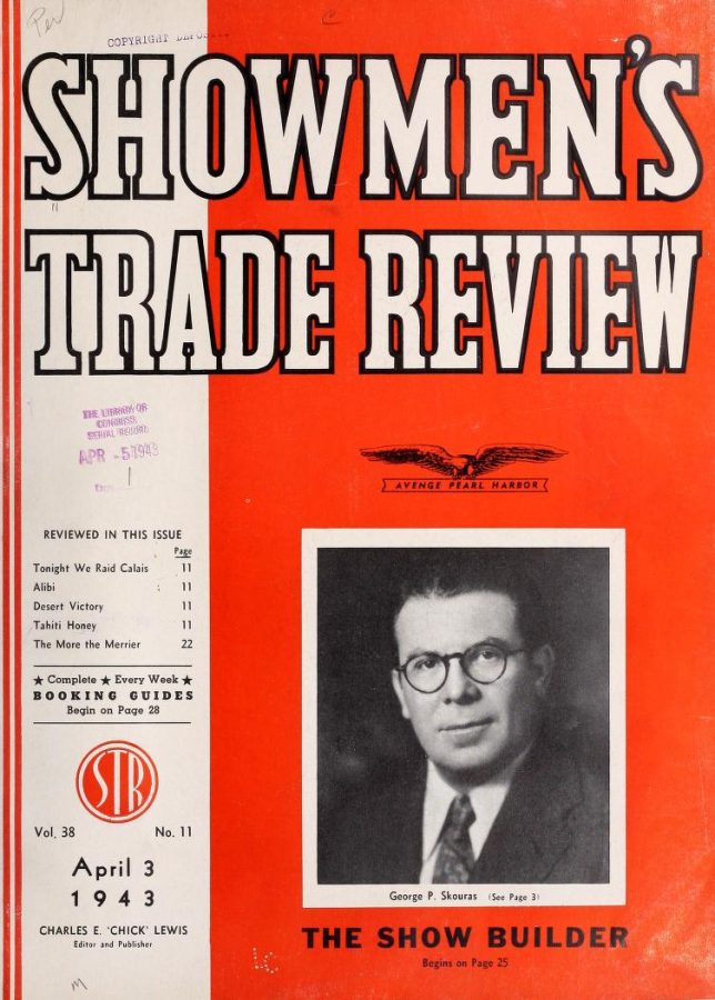 SHOWMENS TRADE REVIEW magazine side cover 3 April 1943