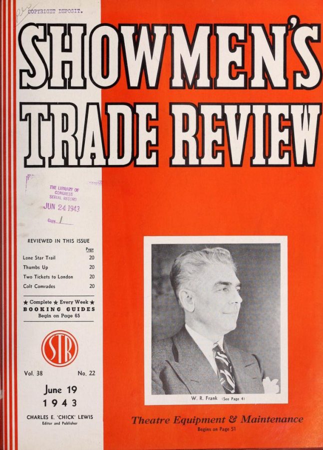 SHOWMENS TRADE REVIEW magazine side cover 19 June 1943