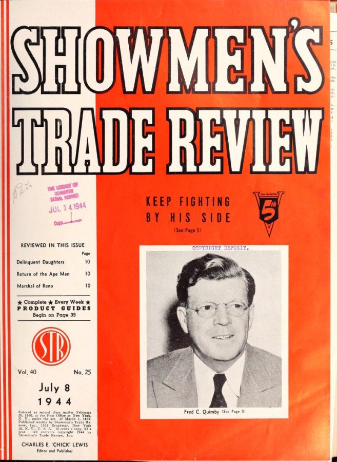 SHOWMENS TRADE REVIEW magazine side cover 8 July 1944
