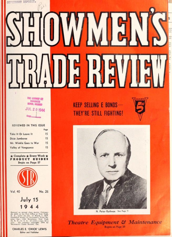 SHOWMENS TRADE REVIEW magazine side cover 15 July 1944