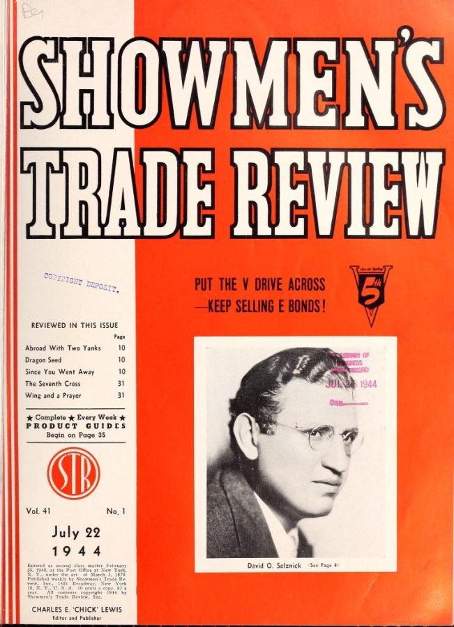 SHOWMENS TRADE REVIEW magazine side cover 22 July 1944