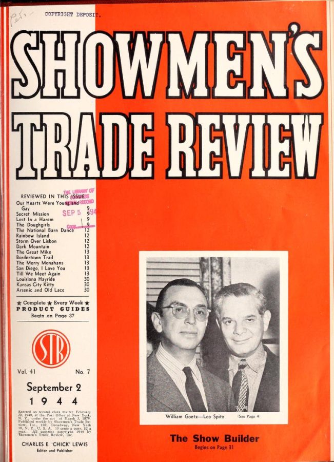 SHOWMENS TRADE REVIEW magazine side cover 2 September 1944