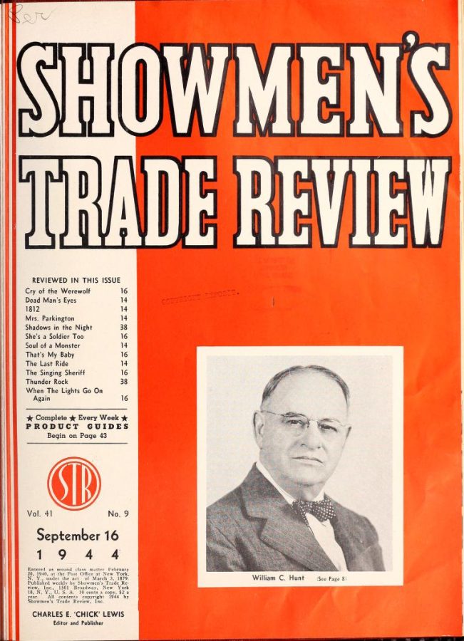 SHOWMENS TRADE REVIEW magazine side cover 16 September 1944