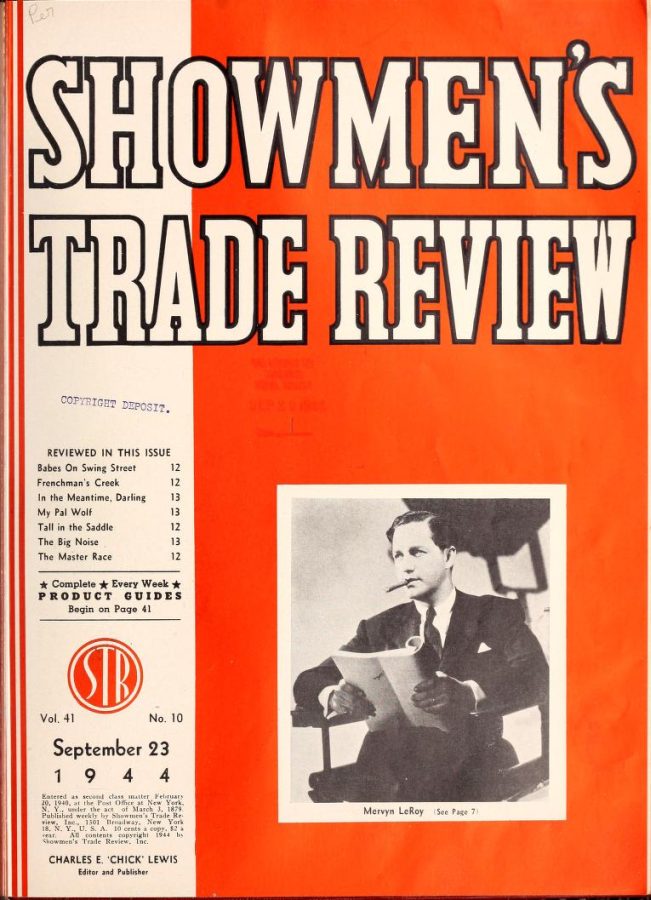 SHOWMENS TRADE REVIEW magazine side cover 23 September 1944