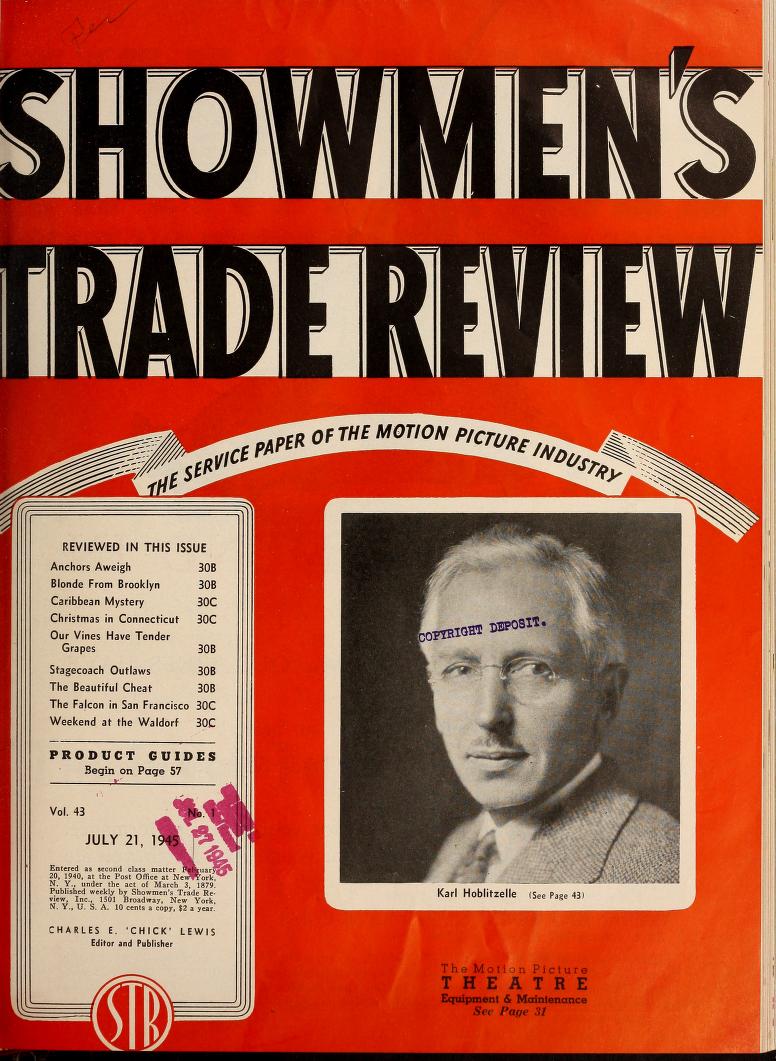 SHOWMENS TRADE REVIEW magazine side cover 21 July 1945
