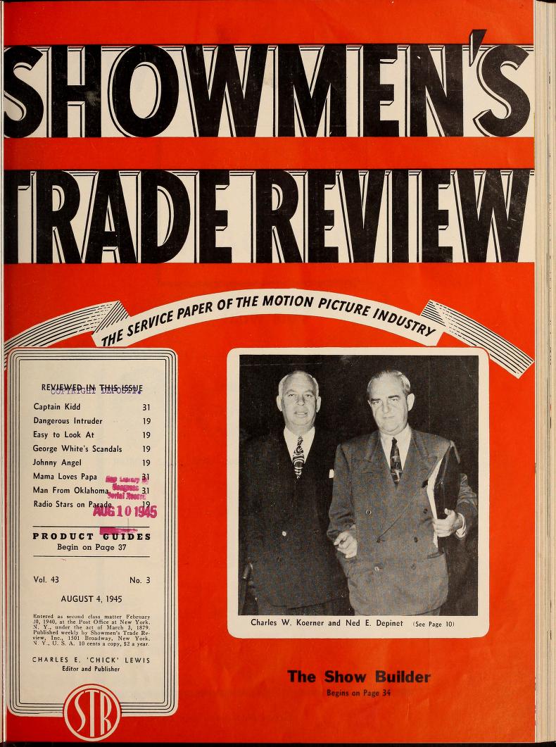SHOWMENS TRADE REVIEW magazine side cover 4 August 1945