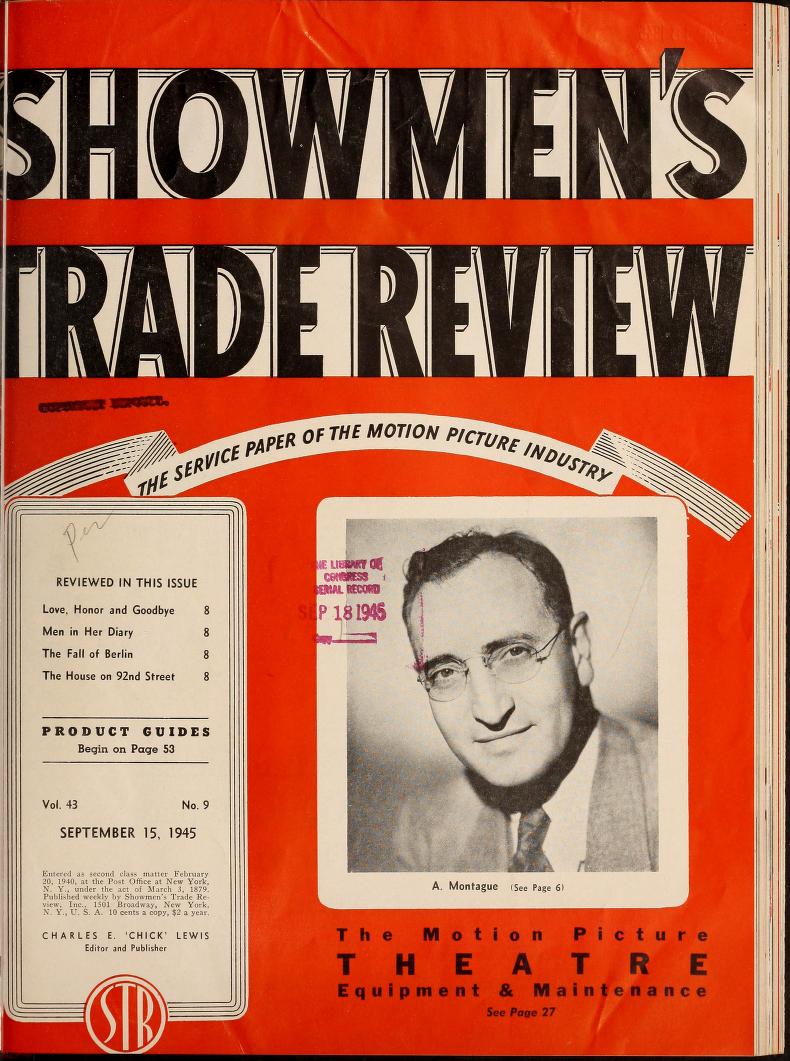 SHOWMENS TRADE REVIEW magazine side cover 15 September 1945