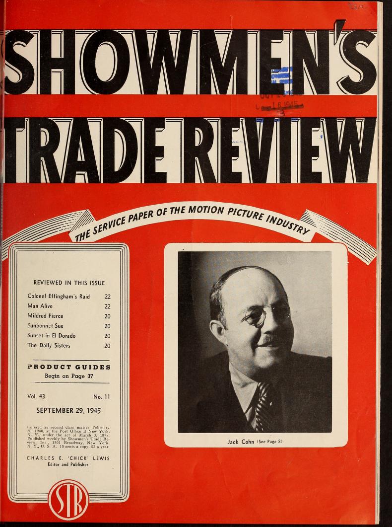 SHOWMENS TRADE REVIEW magazine side cover 29 September 1945