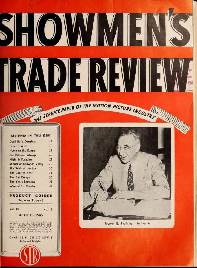 SHOWMENS TRADE REVIEW magazine side cover 13 April 1946