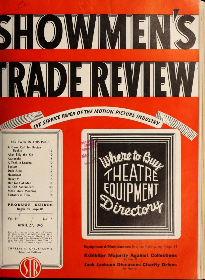 SHOWMENS TRADE REVIEW magazine side cover 27 April 1946