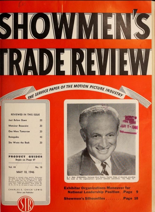 SHOWMENS TRADE REVIEW magazine side cover 18 May 1946