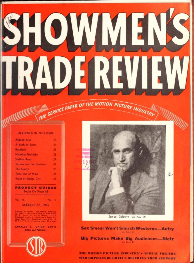 SHOWMENS TRADE REVIEW magazine side cover 22 March 1947