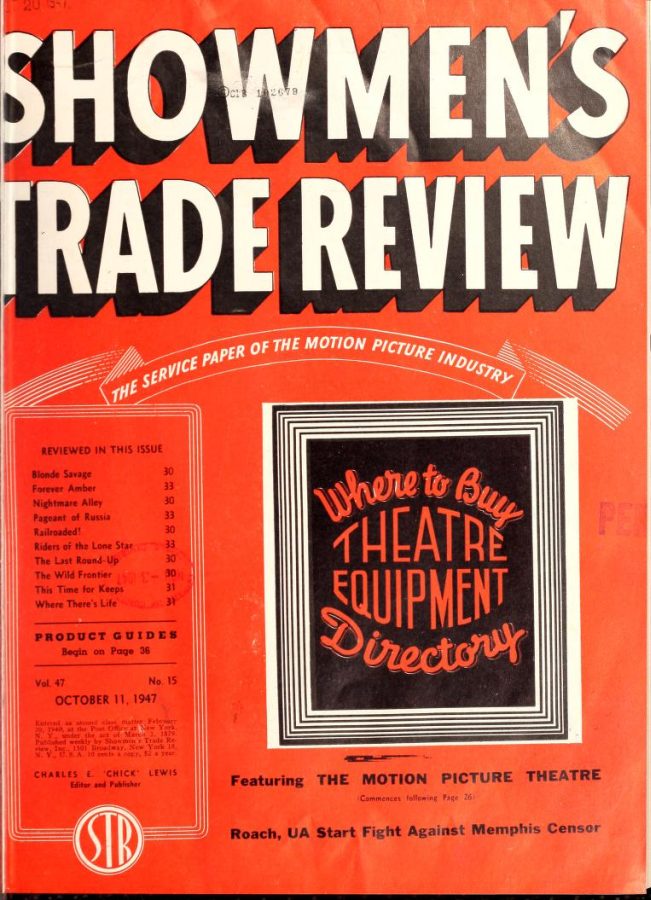 SHOWMENS TRADE REVIEW magazine side cover 11 October 1947