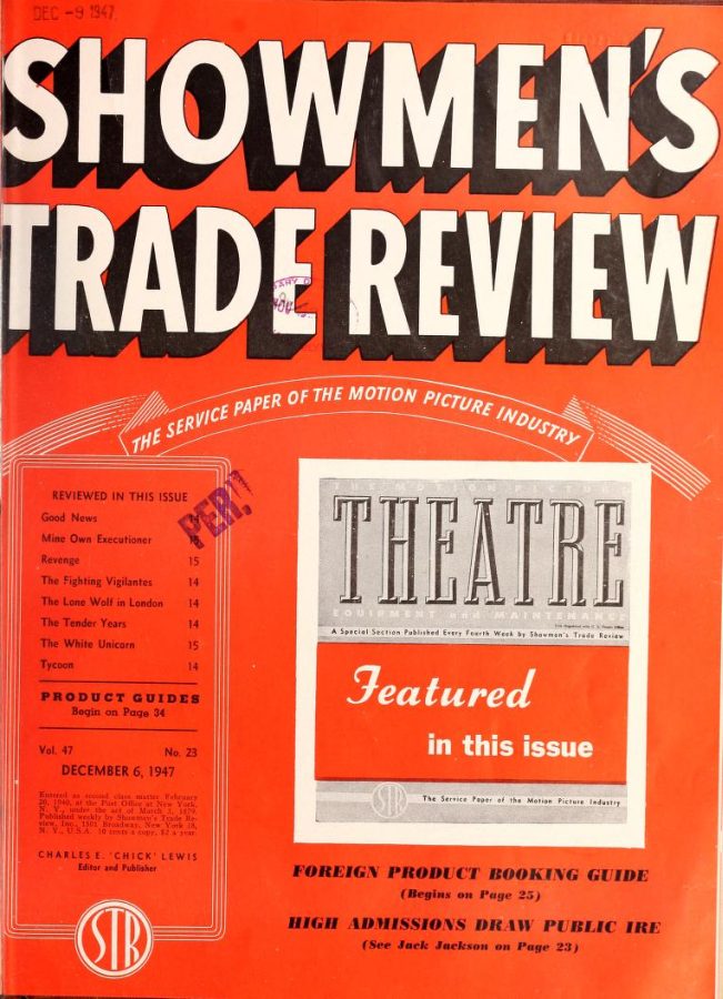 SHOWMENS TRADE REVIEW magazine side cover 6 December 1947