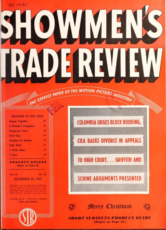 SHOWMENS TRADE REVIEW magazine side cover 20 December 1947