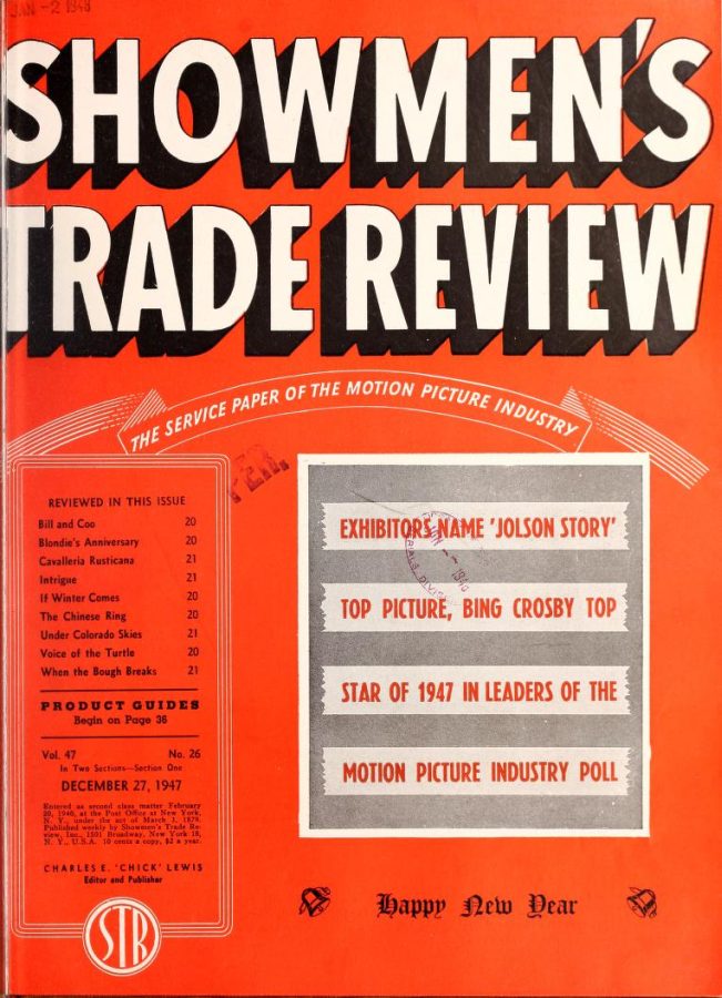 SHOWMENS TRADE REVIEW magazine side cover 27 December 1947