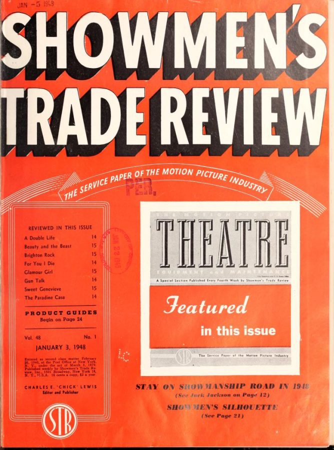 SHOWMENS TRADE REVIEW magazine side cover 3 January 1948