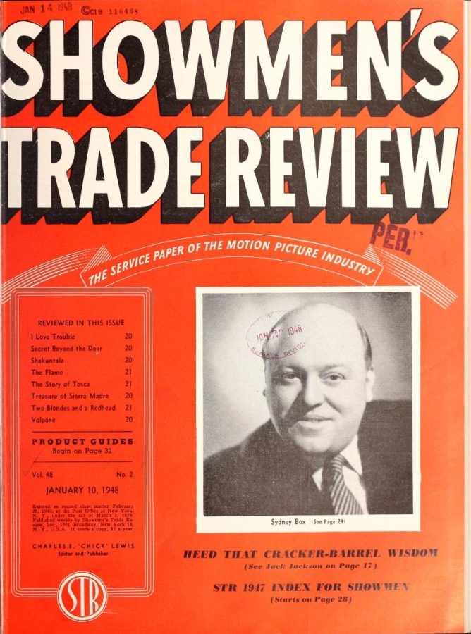 SHOWMENS TRADE REVIEW magazine side cover 10 January 1948