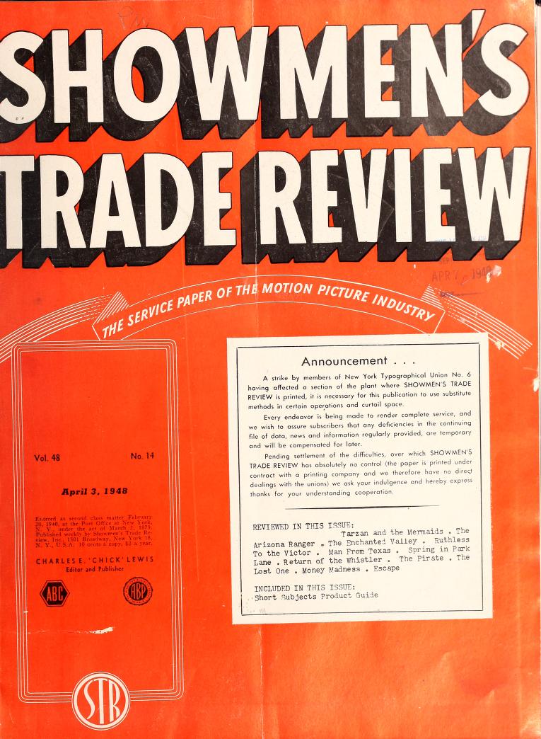 SHOWMENS TRADE REVIEW magazine side cover 3 April 1948