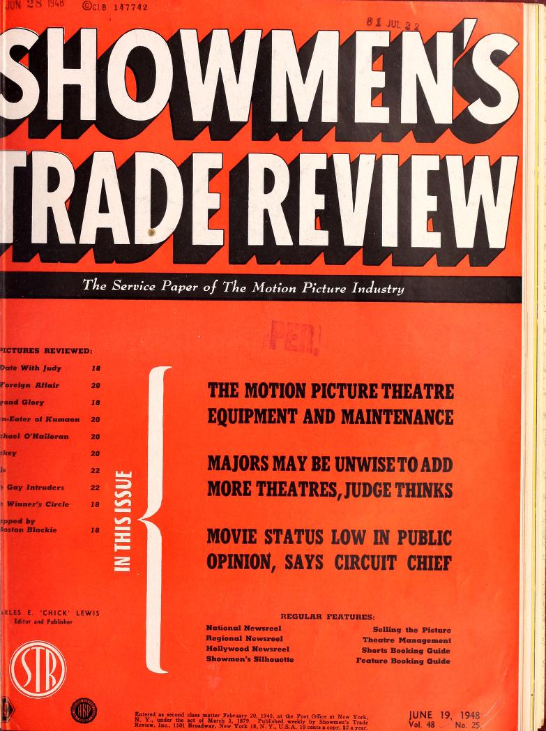 SHOWMENS TRADE REVIEW magazine side cover 19 June 1948