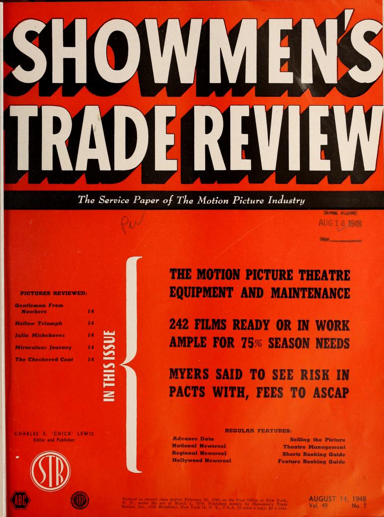 SHOWMENS TRADE REVIEW magazine side cover 14 August 1948