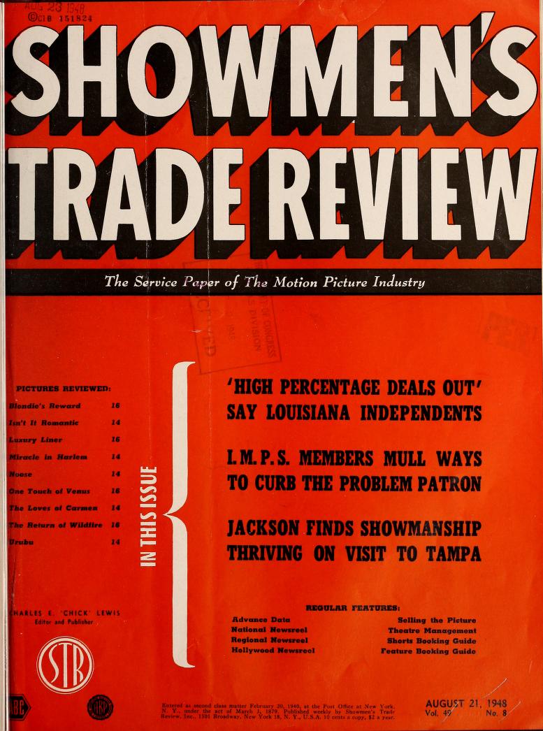 SHOWMENS TRADE REVIEW magazine side cover 21 August 1948