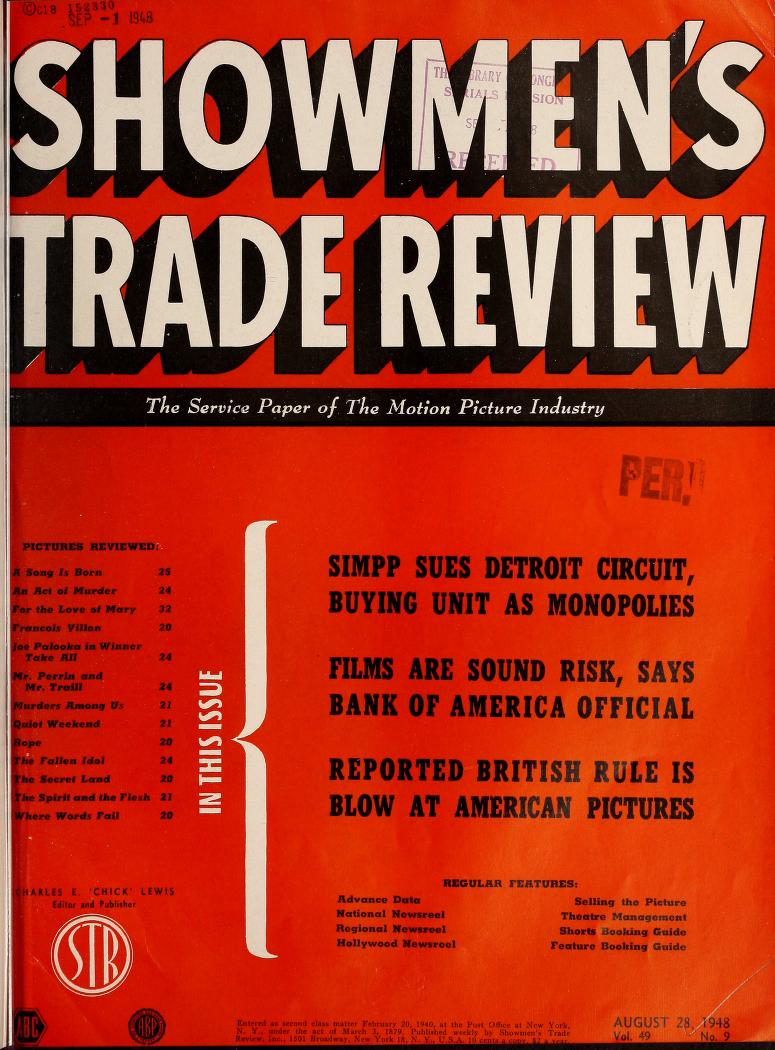 SHOWMENS TRADE REVIEW magazine side cover 28 August 1948