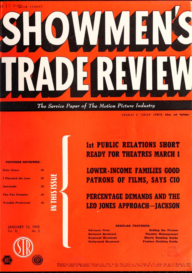 SHOWMENS TRADE REVIEW magazine side cover 15 January 1949