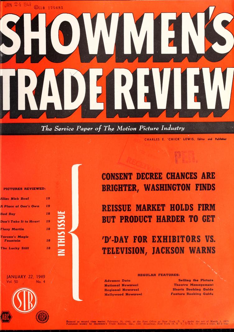 SHOWMENS TRADE REVIEW magazine side cover 22 January 1949