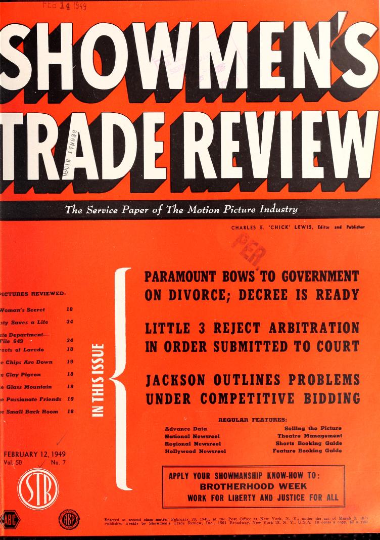 SHOWMENS TRADE REVIEW magazine side cover 12 February 1949