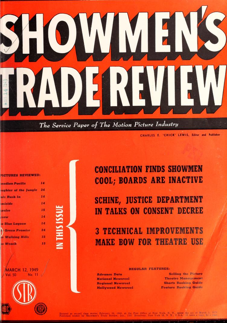 SHOWMENS TRADE REVIEW magazine side cover 12 March 1949