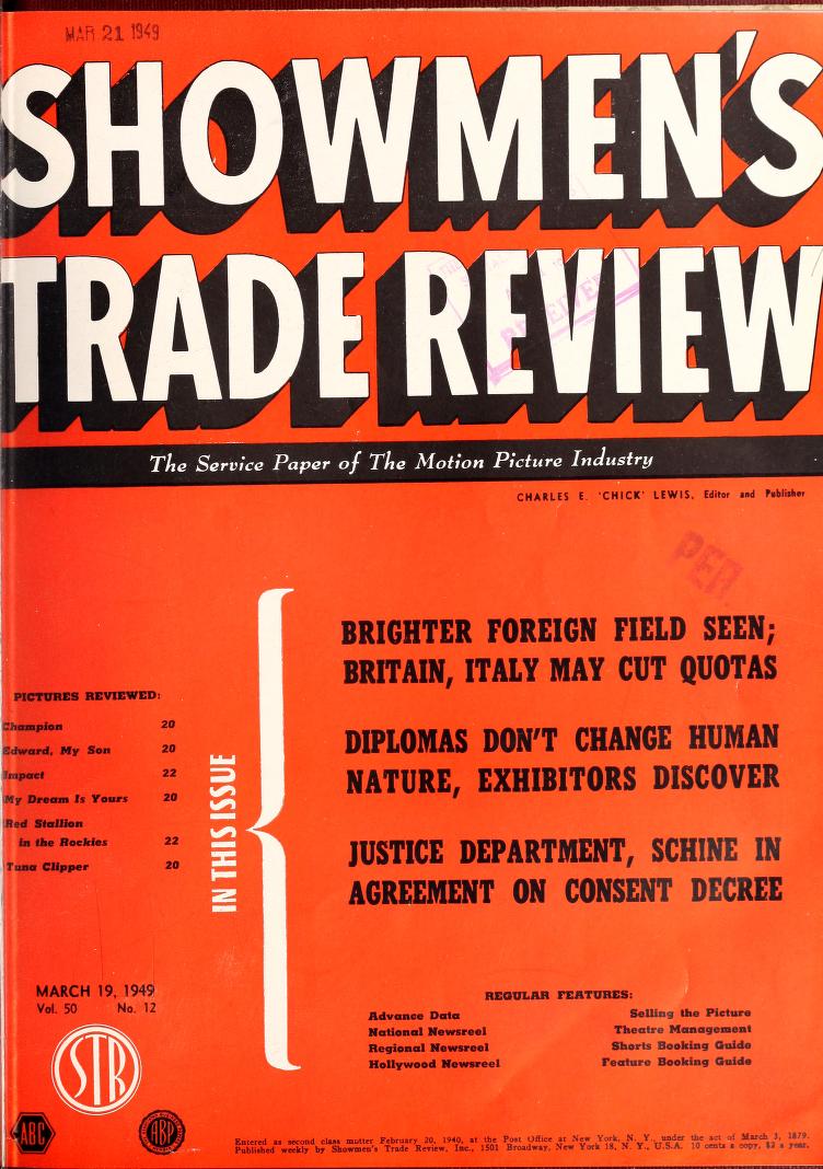 SHOWMENS TRADE REVIEW magazine side cover 19 March 1949