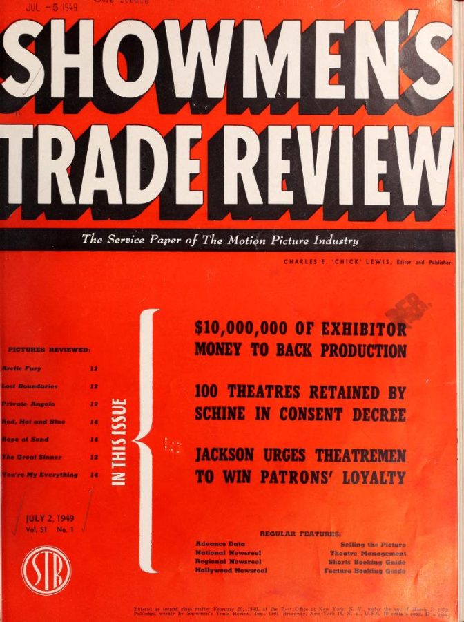 SHOWMENS TRADE REVIEW magazine side cover 2 July 1949